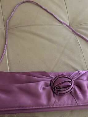 Apt. 9 Lavender Satin Mini Clutch with Rosette NWT